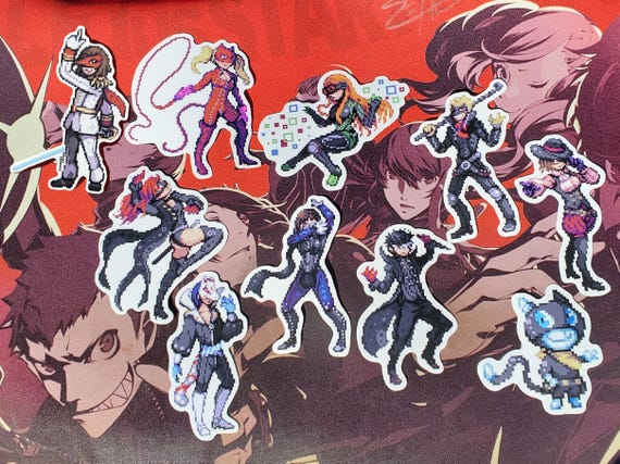 Persona 5 Pixel Art Stickers| Premium Matte Vinyl Stickers| Joker, Panther, Fox, Oracle, Queen, Noire, Violet, Mona, Skull Phantom Thieves 