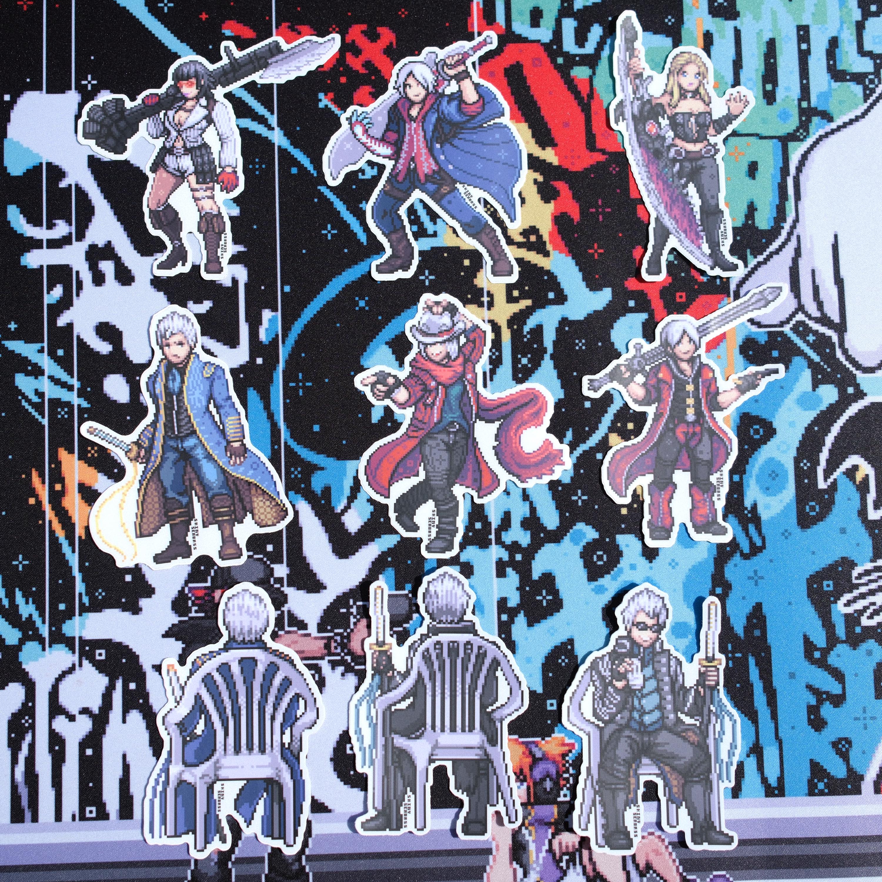 Devil May Cry Pixel Art Stickers | Premium Matte Vinyl Stickers