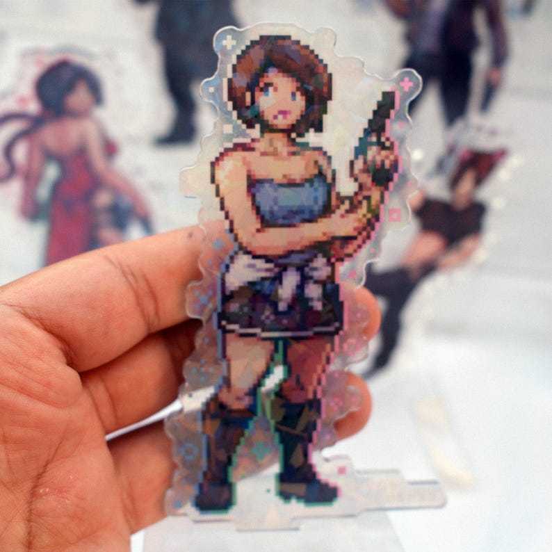 Resident Evil Acrylic Standee Pixel Art| Leon Kennedy Ashley Graham Ada Wong Jill Valentine Wesker Chris Redfield Claire Nemesis Sheva Hunk Jill RE 2