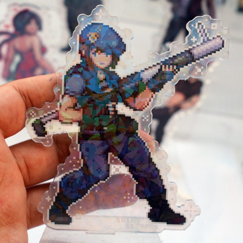 Resident Evil Acrylic Standee Pixel Art| Leon Kennedy Ashley Graham Ada Wong Jill Valentine Wesker Chris Redfield Claire Nemesis Sheva Hunk Jill Re 1