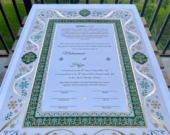 PREMIUM | Gold Embellished | Museum-Grade Marriage Certificate | Nikkah Nama | Nikkah Contract | Calligraphy | Giclee