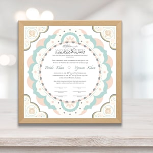 Heiratsurkunde | Nikkah Nama | Islamisch | Nikkah Vertrag | Hochzeitsgeschenk | Kalligrafie