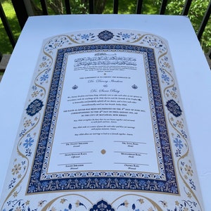 Heiratsurkunde | Museumsqualität | Nikkah Nama | Islamisch | Nikkah Vertrag | Hochzeitsgeschenk | Kalligraphie | Archivierungsmatte | Giclee