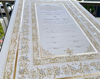 VELVET | Embellished & Painted | Museum-Grade Marriage Certificate | Nikkah Nama | Islamic | Nikkah Contract | Giclee