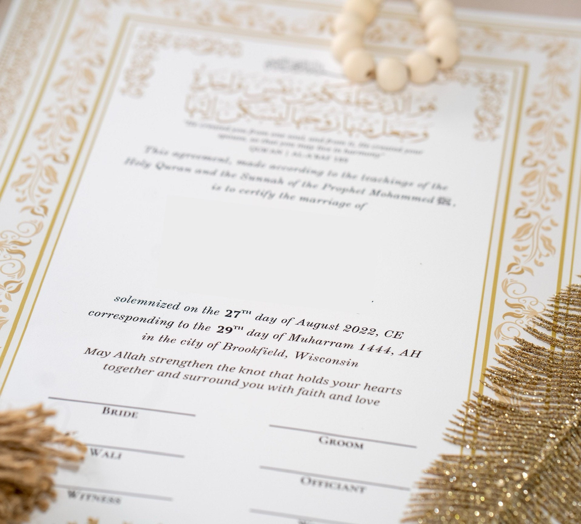 Heiratsurkunde | Museumsqualität | Nikkah Nama | Jubiläum | Islamisch | Nikkah Vertrag | Hochzeitsgeschenk | Kalligrafie
