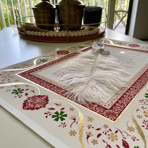 SAMT | Goldverziert | Heiratsurkunde in Museumsqualität | Nikkah Nama | Islamisch | Nikkah Vertrag | Hochzeitsgeschenk | Giclee