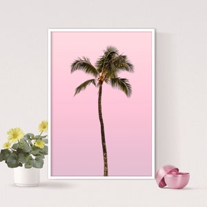 Tropical Beach Wall Art Palm Tree, Pink Palms Print, Instant Download Pinky Wall Decor, Modern Blossom Decoration, Palm Tree Hanging