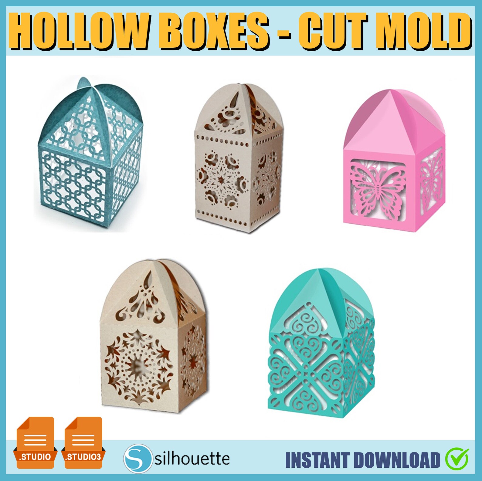 Hollow boxes papercraft beautiful box gift STUDIO mold Etsy