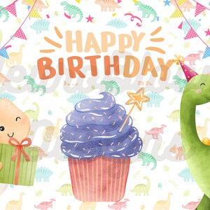 Cartão de aniversário fofo com interesse especial de dinossauros para crianças e amantes de dinossauros