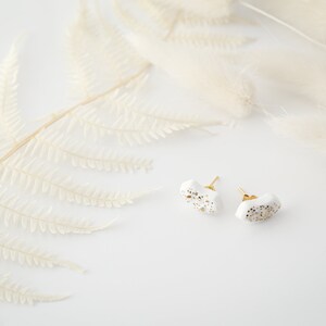 Porcelain Jewellery/ Handmade earrings/ Minimalist earrings/ Ceramic earrings/ Gift for her/ White porcelain with gold/ moon earrings/ black image 6