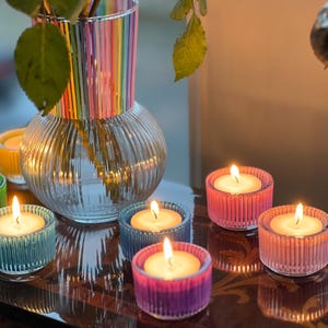 Hand Painted Rainbow Tealight Holders
