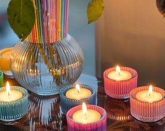 Hand Painted Rainbow Tealight Holders
