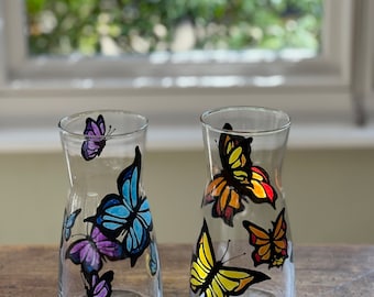 Hand Painted Vase/Carafe in Butterfly Design