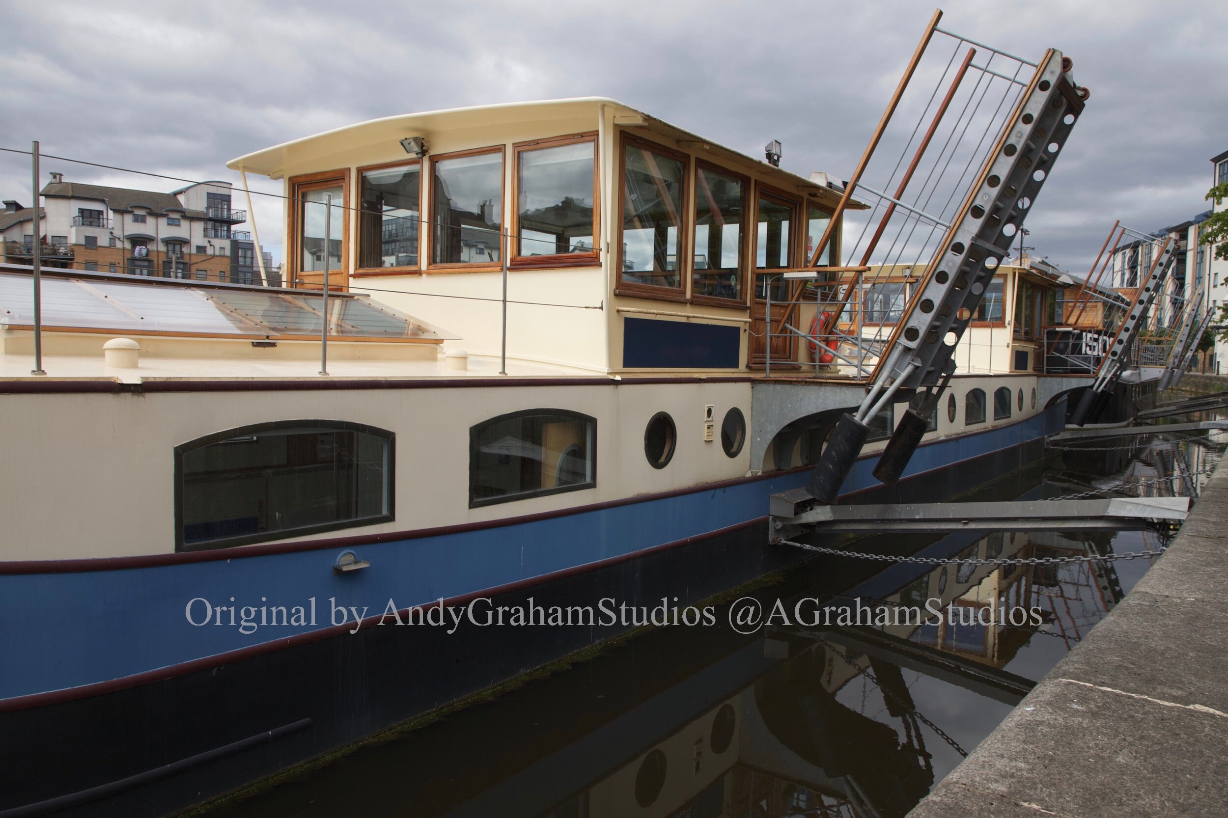 Boats Moored on Water With Gangplanks Raised Digital | Etsy