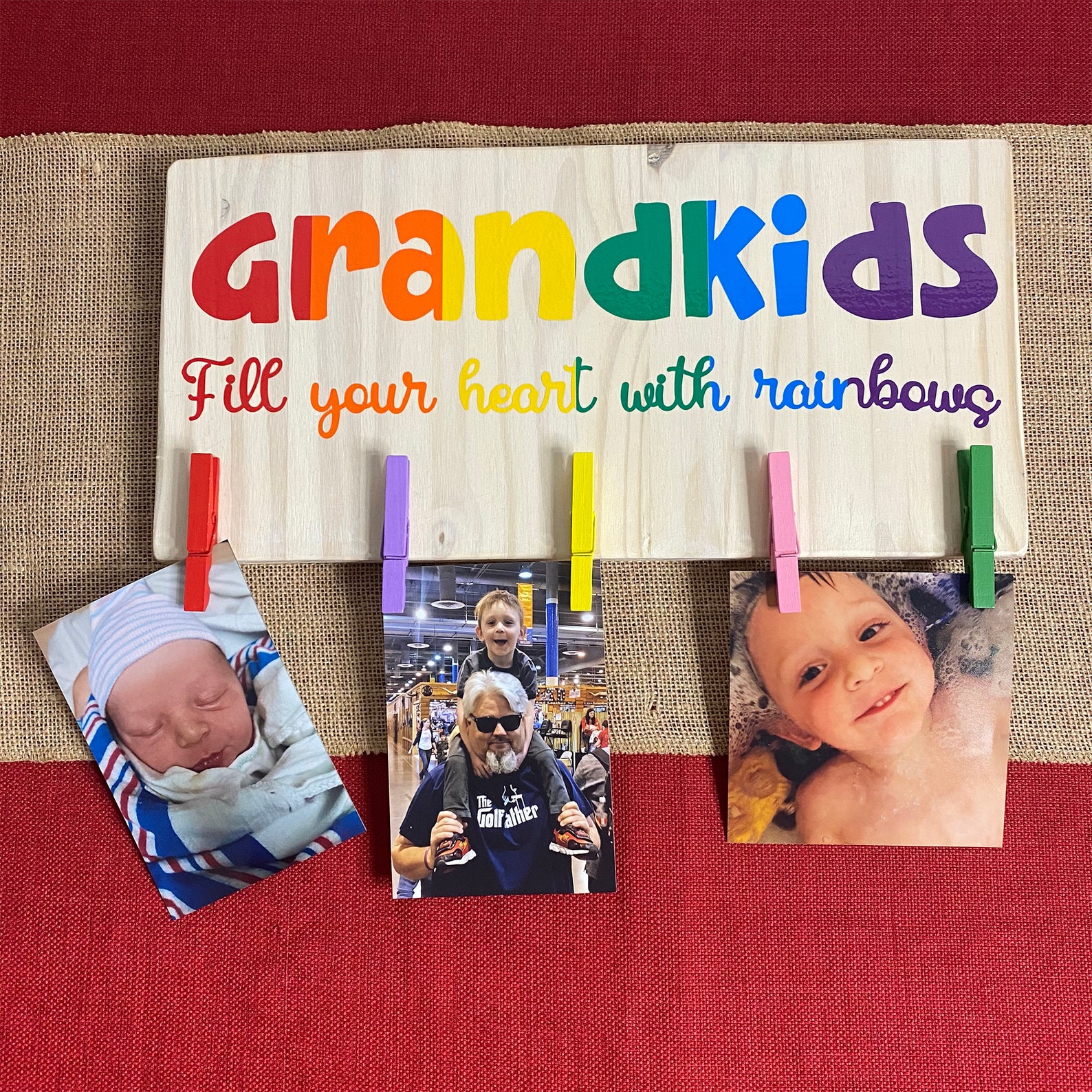 Grandkids Art Display Grandkids Photo Holder Grandkids Etsy
