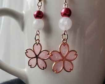 Handgemachte Rosa Kirschblüte (Sakura) Ohrringe