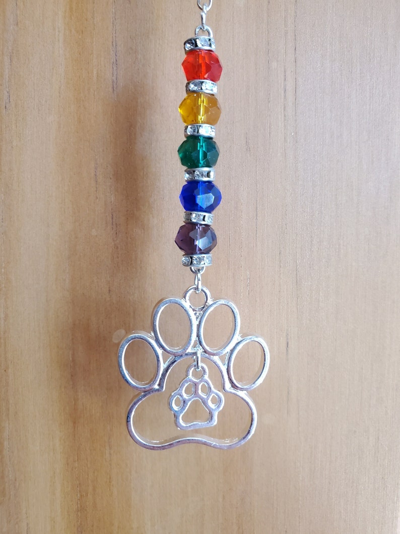 Rainbow Bridge Suncatcher | Pet Loss Memorial Gift | Paw Print Silver ...