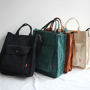Cord-Schultertasche, Handtasche, Schulter Messenger Bag, Einkaufstasche für Einkaufen, Cord-Tasche , Schultasche, tägliche Tasche Bild 1