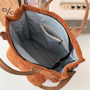 Cord-Schultertasche, Handtasche, Schulter Messenger Bag, Einkaufstasche für Einkaufen, Cord-Tasche , Schultasche, tägliche Tasche Bild 2