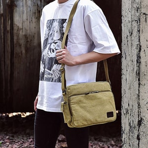 Men canvas shouler bag ,crossbody bag, men shoulder bag,travel bag/Casual Bag/gift for him/Gift for father/Gift for dad zdjęcie 1