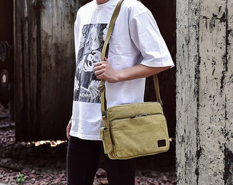 Men canvas shouler bag ,crossbody bag, men shoulder bag,travel bag/Casual Bag/gift for him/Gift for father/Gift for dad