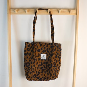 Corduroy Shoulder Bag,Corduroy tote,Handbag,Shoulder Messenger Bag,Tote Bag For Shopping,Corduroy Bag/Casual Bag/gift for her Leopard