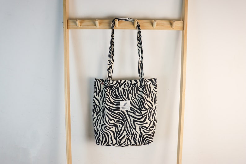 Corduroy Shoulder Bag,Corduroy tote,Handbag,Shoulder Messenger Bag,Tote Bag For Shopping,Corduroy Bag/Casual Bag/gift for her Zebra