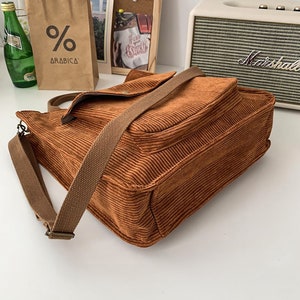 Cord-Schultertasche, Handtasche, Schulter Messenger Bag, Einkaufstasche für Einkaufen, Cord-Tasche , Schultasche, tägliche Tasche Bild 9