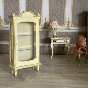 Miniature Cream & Gold Dollhouse Cupboard, 1:12 Scale