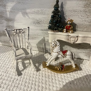 Dolls House Miniature Shabby Aged Rocking Chair . 1:12 Scale