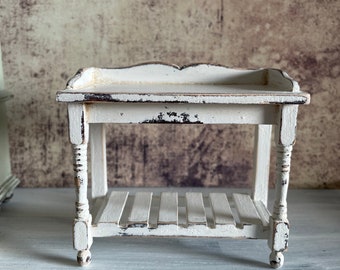 Miniature Garden White Table . 1:12 Scale . Farmhouse Provincial Furniture Country Shabby Chic .