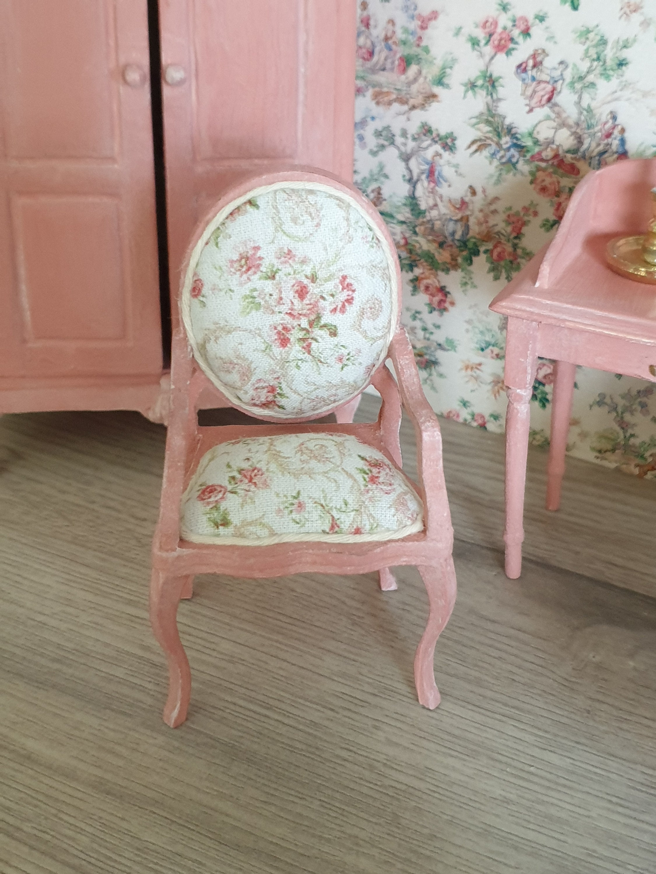 Shabby Chic Chair in French Style Dollhouse .1 12 Scale Etsy