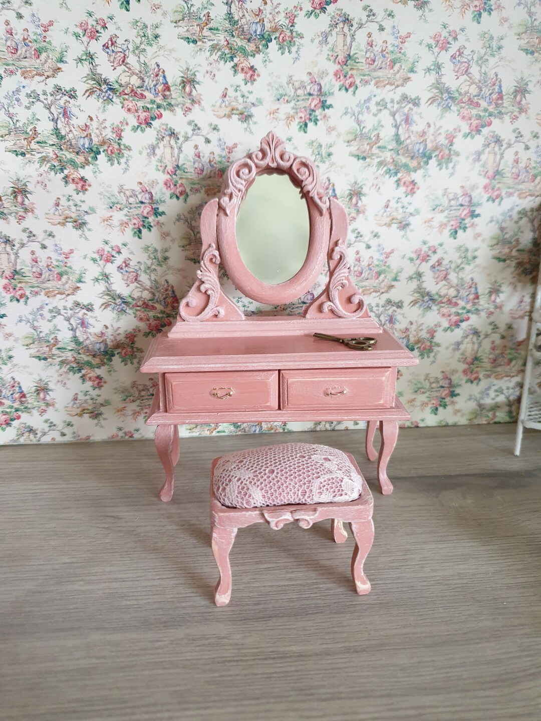 Dolls House French Style Dressing Table and Padded Stool . Etsy