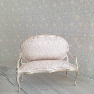 Miniature  Shabby Sofa.  French dollhouse furniture . Scale 1:12