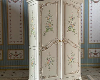 Miniature Dollhouse Treasure Cabinet . Miniature French Furniture of the Louis XV . Dollhouse Furniture 1:12 Scale .Collectible furniture .
