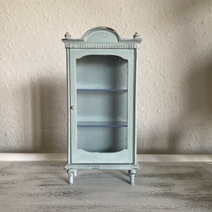 Miniature Blue Sideboard. Artisan Dollhouse Dining Room Furniture . Display Cupboard Cabinet . 1:12 Scale