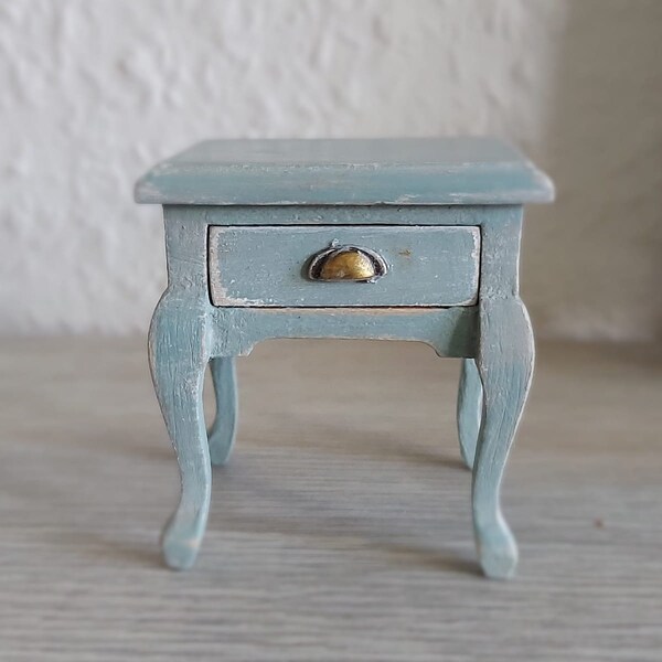Miniature  wooden Bedside Table. 1:12 Scale  with One Drawer . Coffee Table-Chest Of Drawer -Night Stand Table