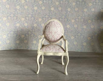 Shabby chic chair in French style. Dollhouse  Miniature 1:12 Scale