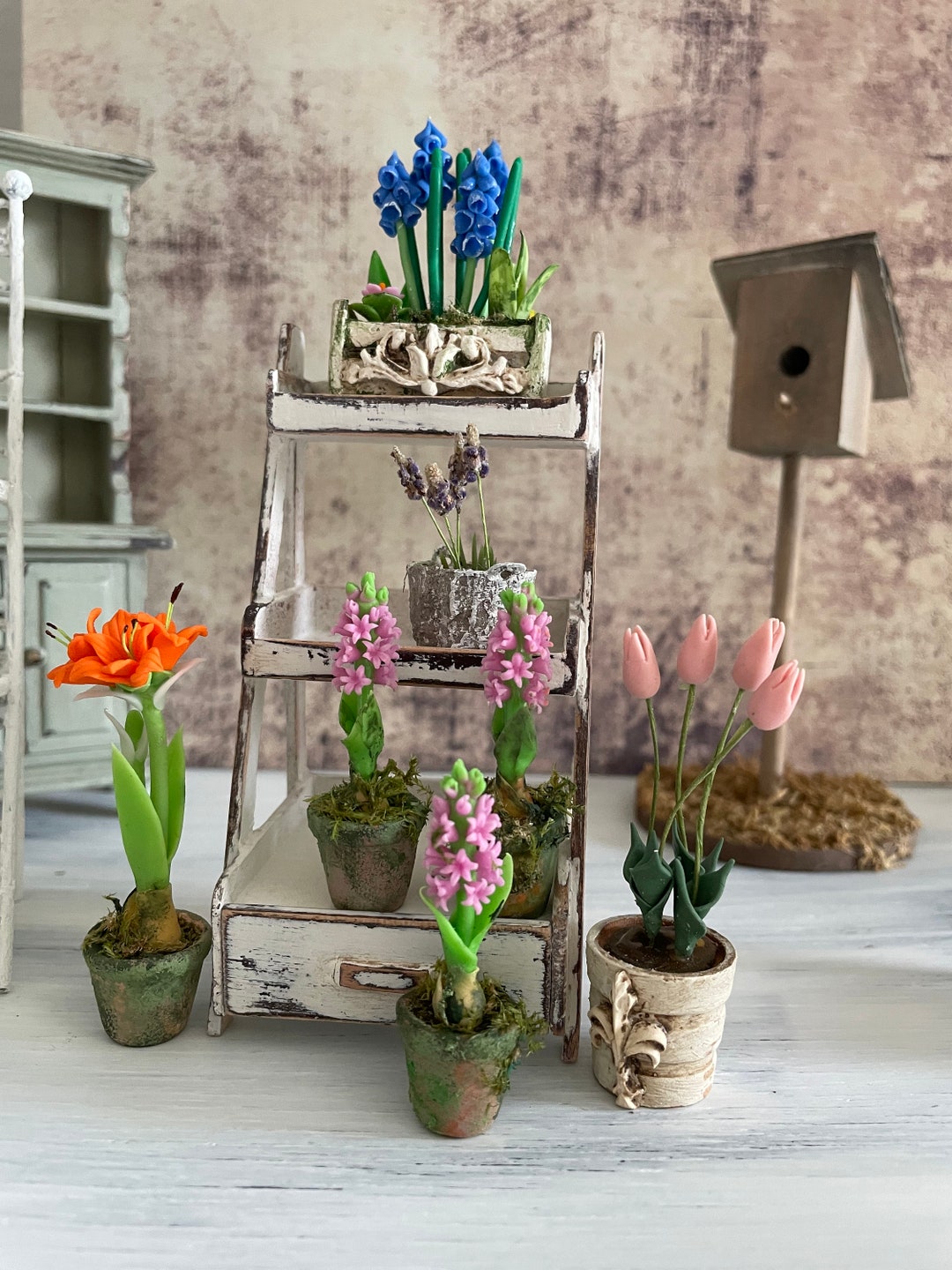 Miniature Whatnot 112scale . Garden Shelf Farmhouse Miniature French
