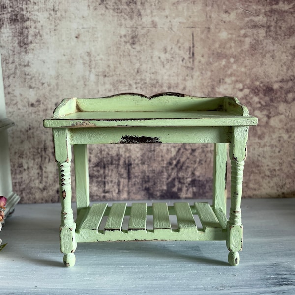 1:12 Scale Garden  Green Table Farmhouse Miniature Provincial Furniture Country Shabby Chic