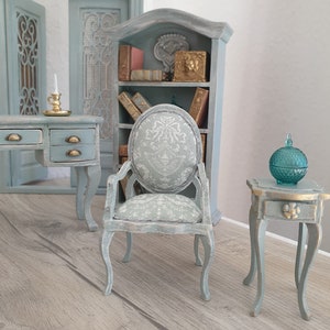 Shabby chic chair in French style  . 1/12 scale