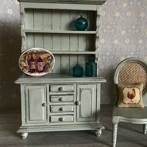 Miniature dolls house kitchen . Hand Painted 1/12 Scale . Miniature French Provincial Furniture Country Shabby Chic