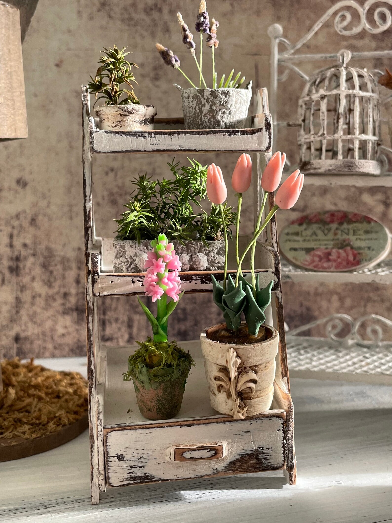 Miniature Whatnot 112scale . Garden Shelf Farmhouse Miniature Etsy