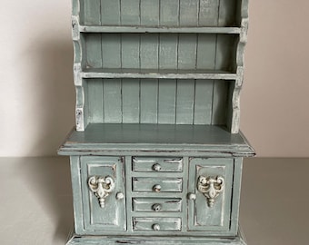 Miniature Dollhouse Kitchen Hutch, 1/12 Scale, Hand Painted French Provincial Furniture