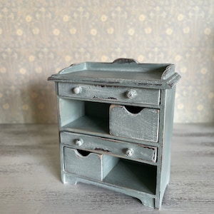 Garden Table Dollhouse Farmhouse Miniature French Provincial Furniture Country Shabby Chic Blau Table . 1:12 Scale