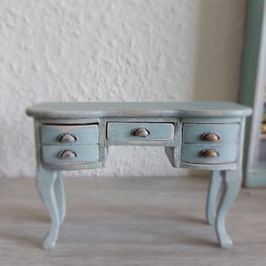 Miniature   wooden  Shabby  Vanity. French dollhouse furniture in wood  . Scale  1:12 .
