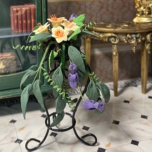 Miniature Flowers Lilies 1/12 Scale. Accessories for a Dollhouse.