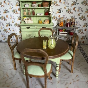 Miniature Dollhouse Kitchen. Green Cupboard Hand Painted 1/12 Scale ...