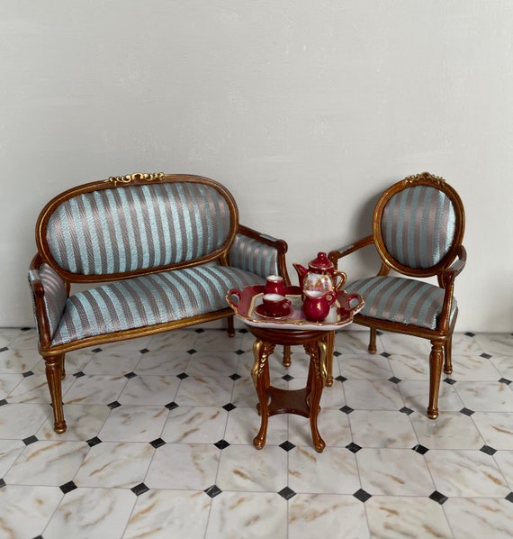 Miniature Chaise Ancienne Franz - Meuble Poupée Porcelaine - Allemagne Vintage