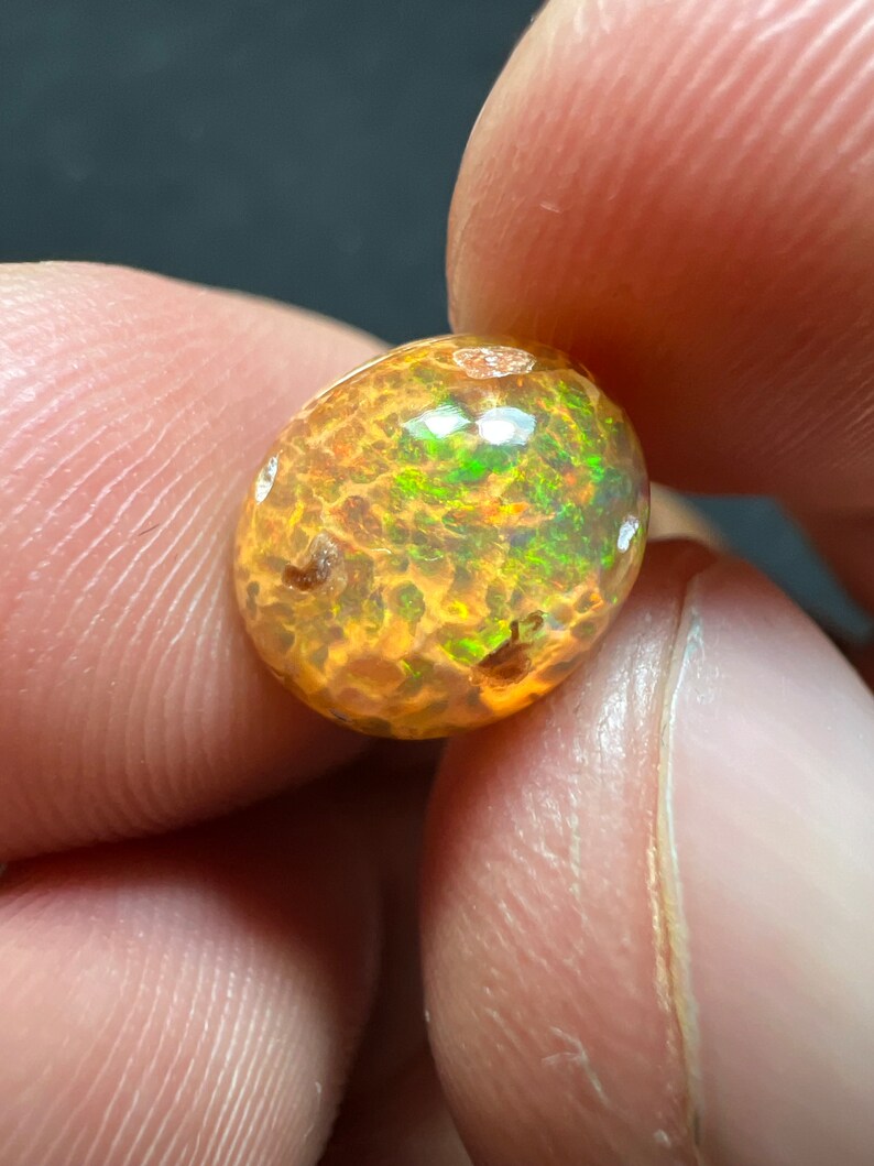 Amazing fire opal on matrix with its beautiful sparkles and landscapes AAA quality weight 3.45 carats measure 17x13x9 mm image 10